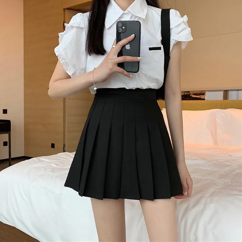 Designer High Rise Pleated Skirt