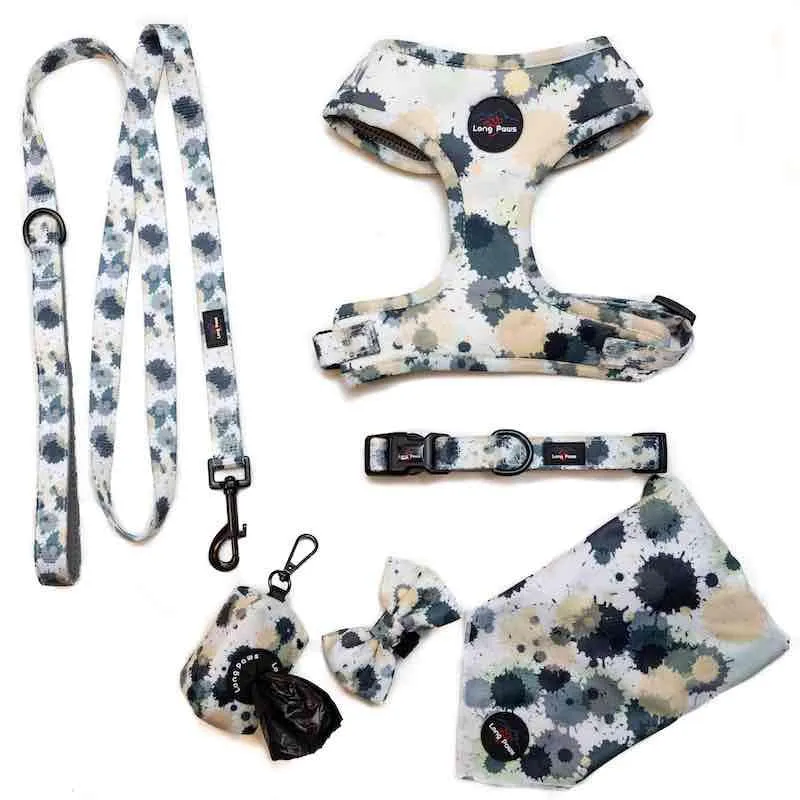 Funk the Dog Padded Dog Collar | Paint Splodge Grey
