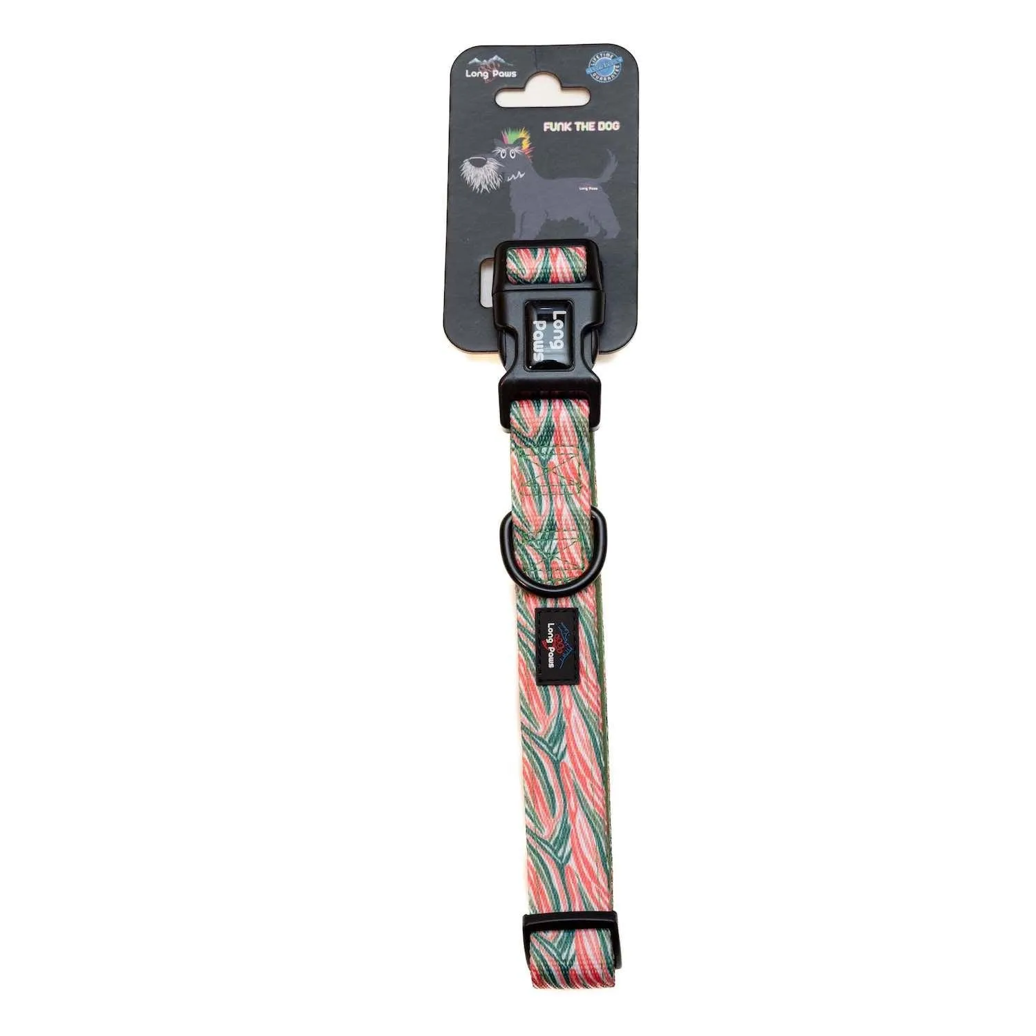 Funk The Dog Padded Dog Collar | Pink Green Zebra