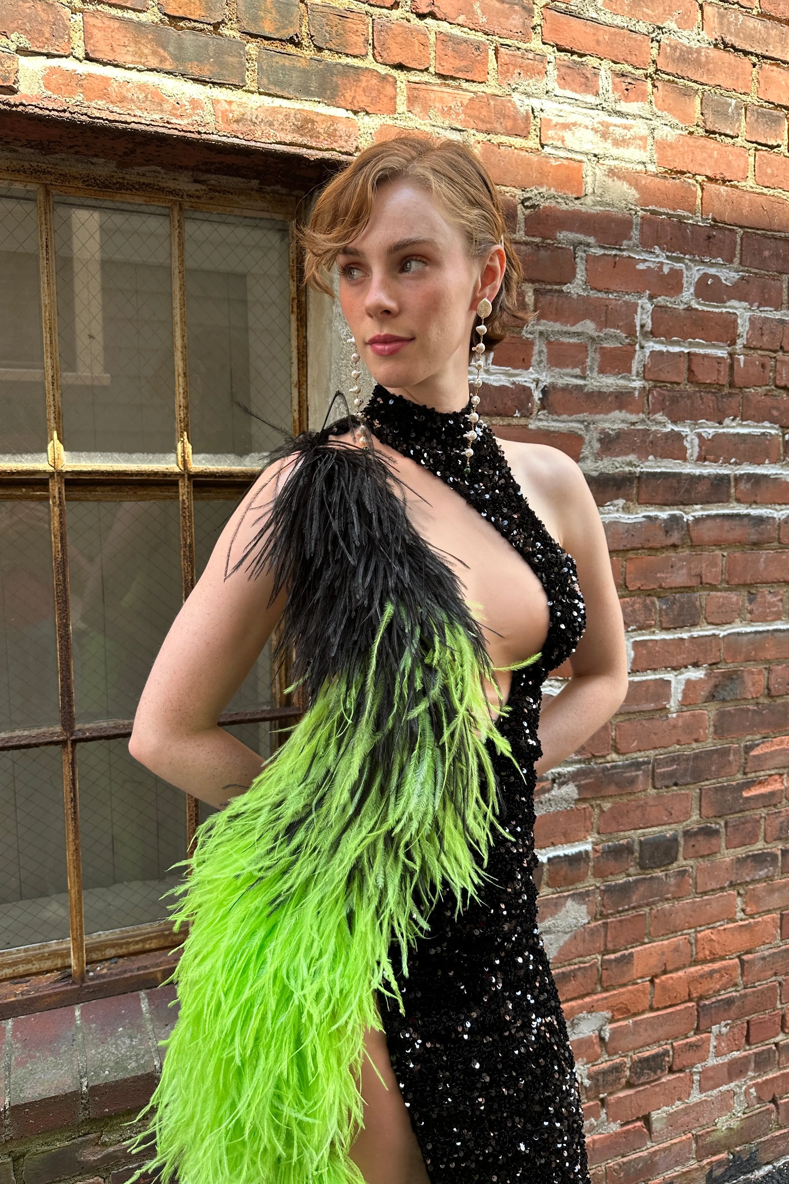 Germanier - Feather Midi Dress: Black