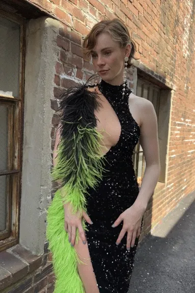 Germanier - Feather Midi Dress: Black