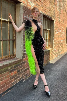 Germanier - Feather Midi Dress: Black