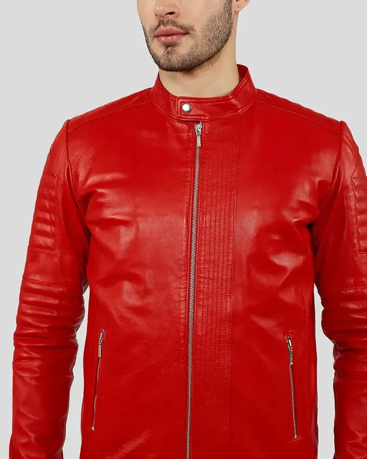 Gyles Red Quilted Leather Jacket