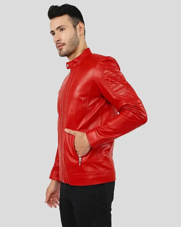Gyles Red Quilted Leather Jacket