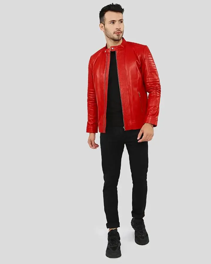 Gyles Red Quilted Leather Jacket