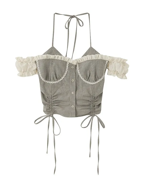 Halter Neck Suspender Top & Short Pleated Cake Skirt