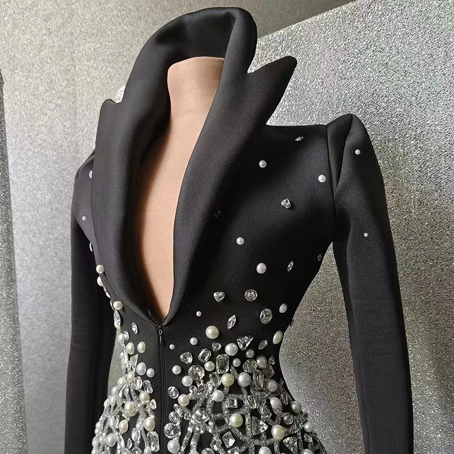 Handmade Crystal Pearls Beaded Blazer