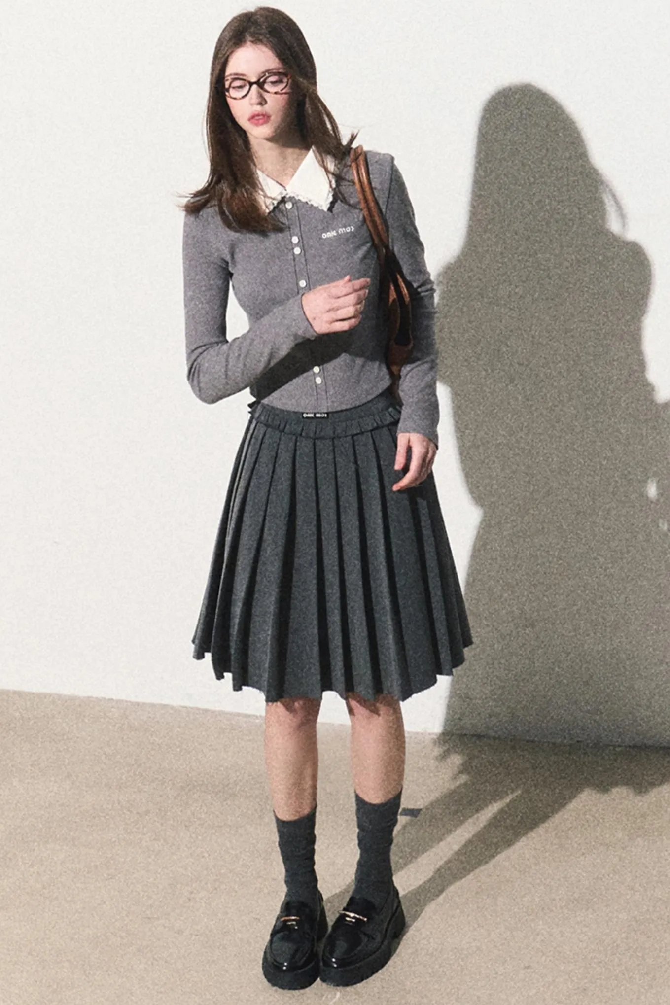 High-Waisted Pleated Umbrella Skirt