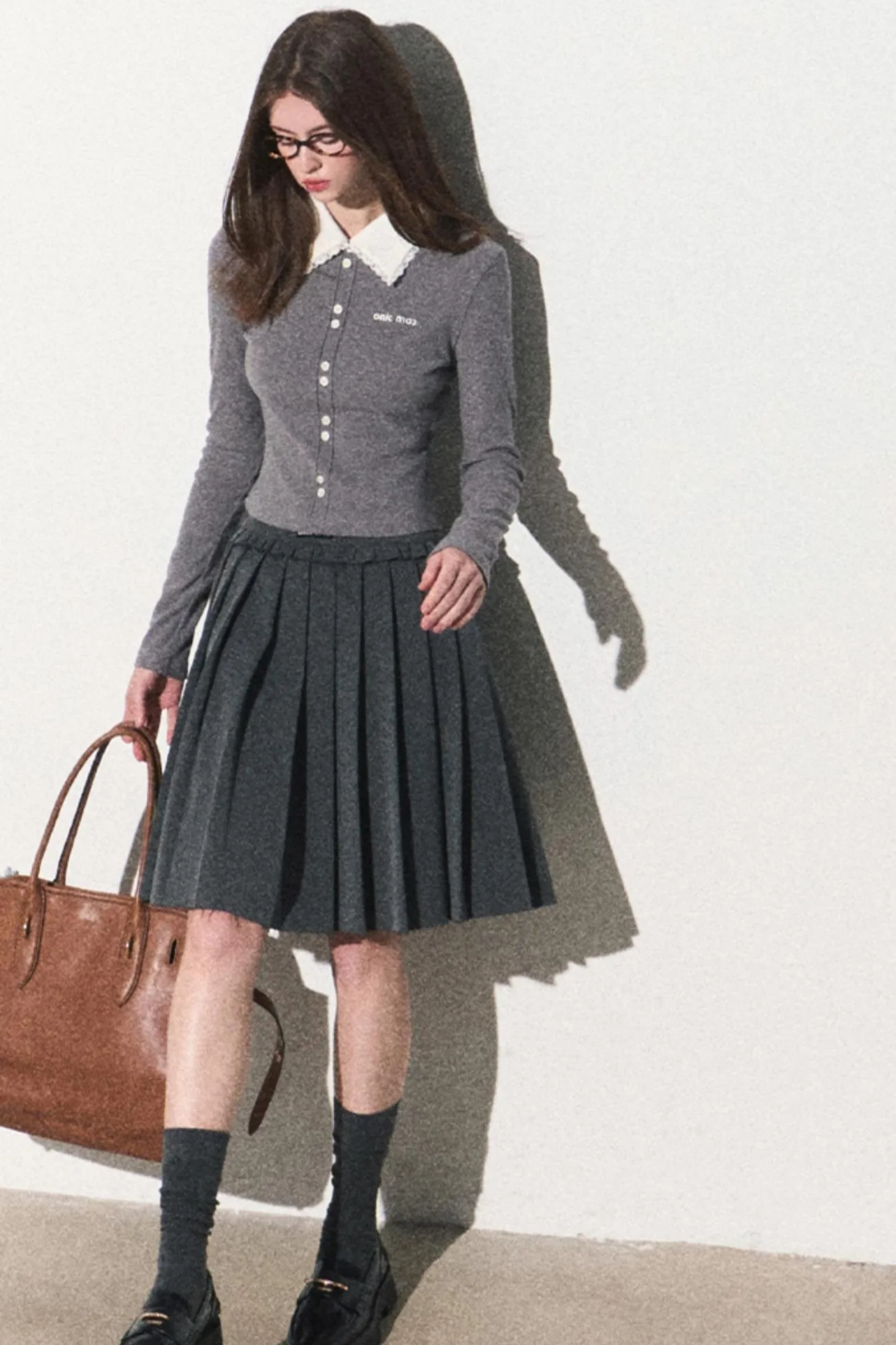 High-Waisted Pleated Umbrella Skirt