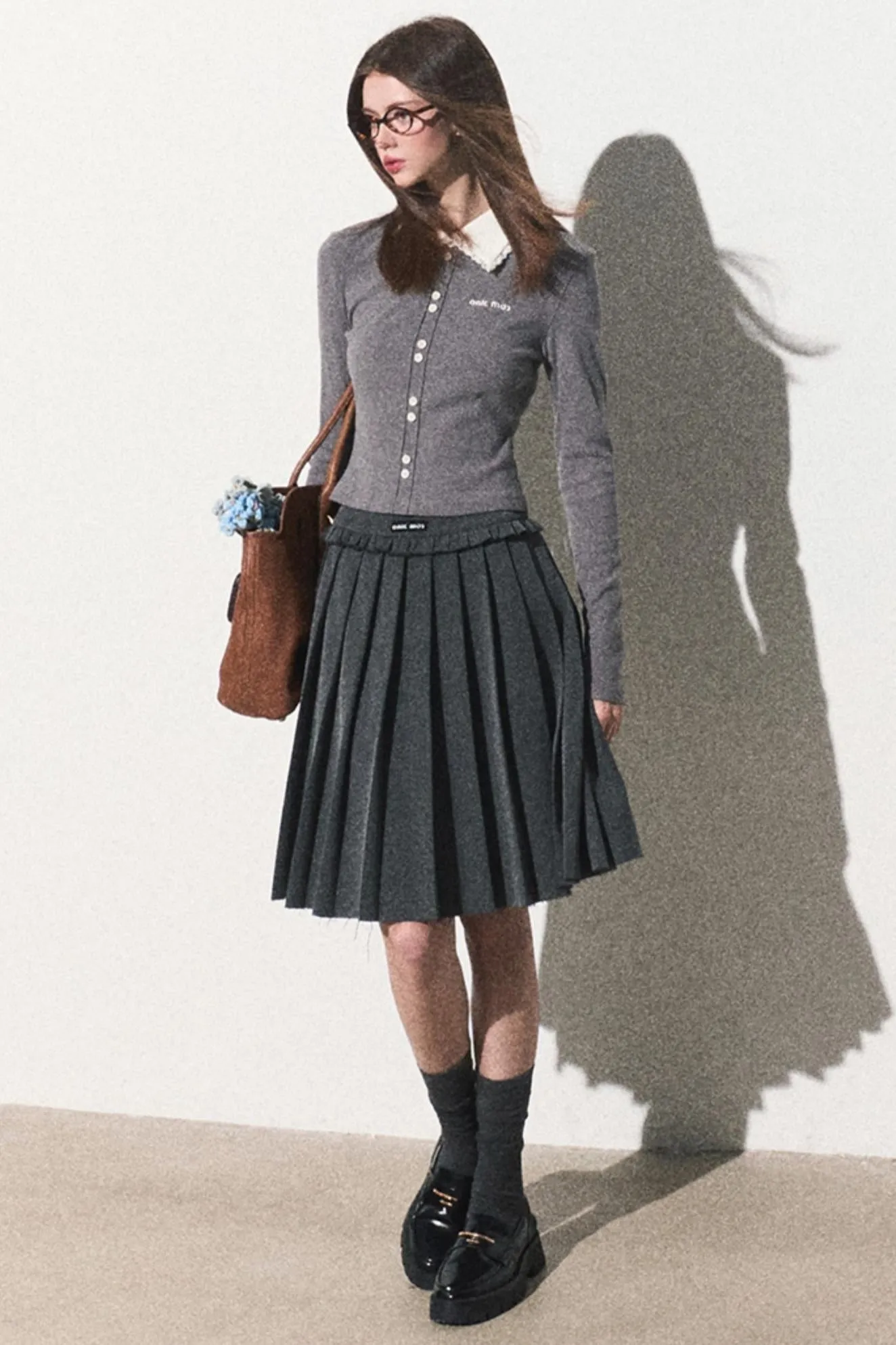 High-Waisted Pleated Umbrella Skirt