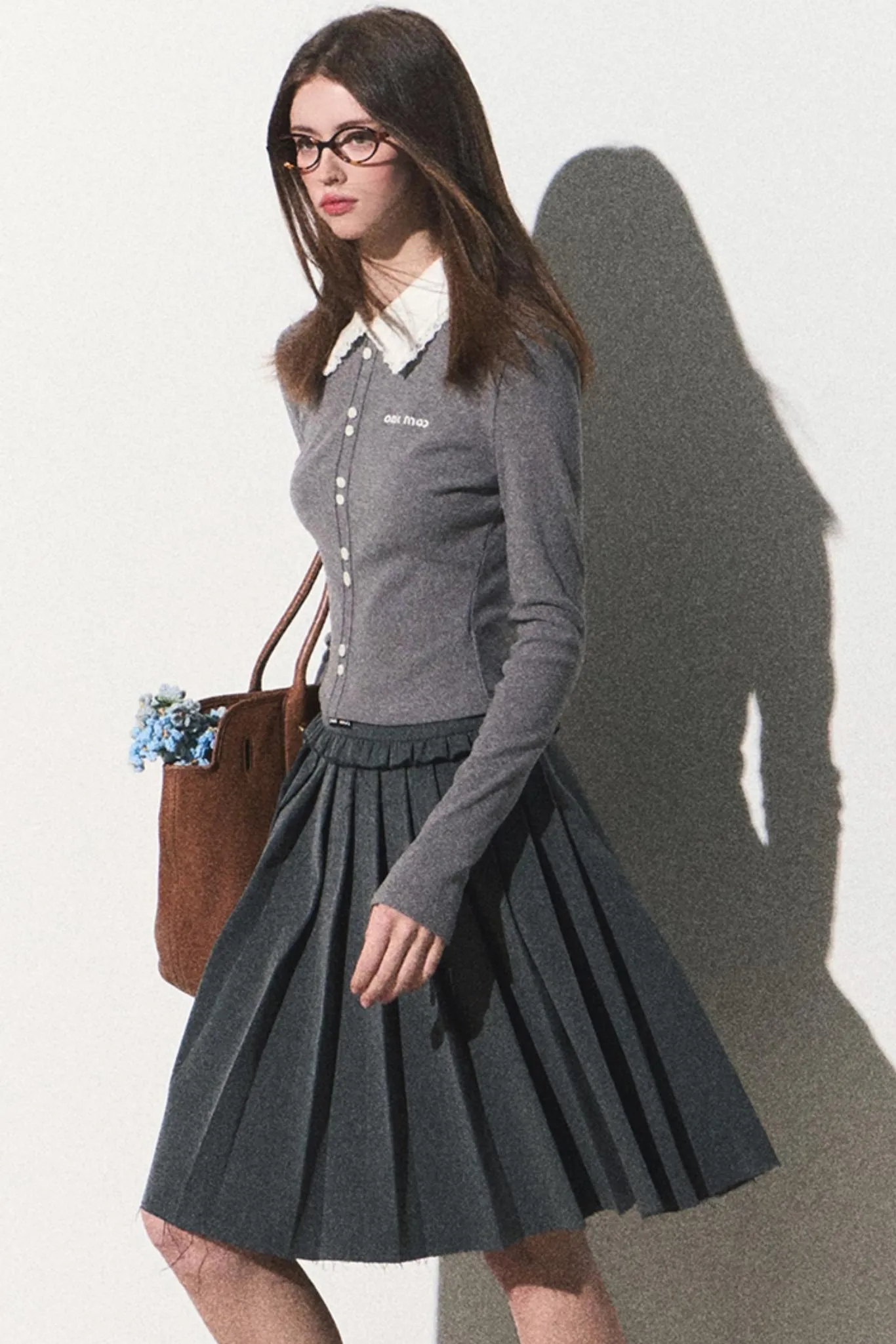 High-Waisted Pleated Umbrella Skirt