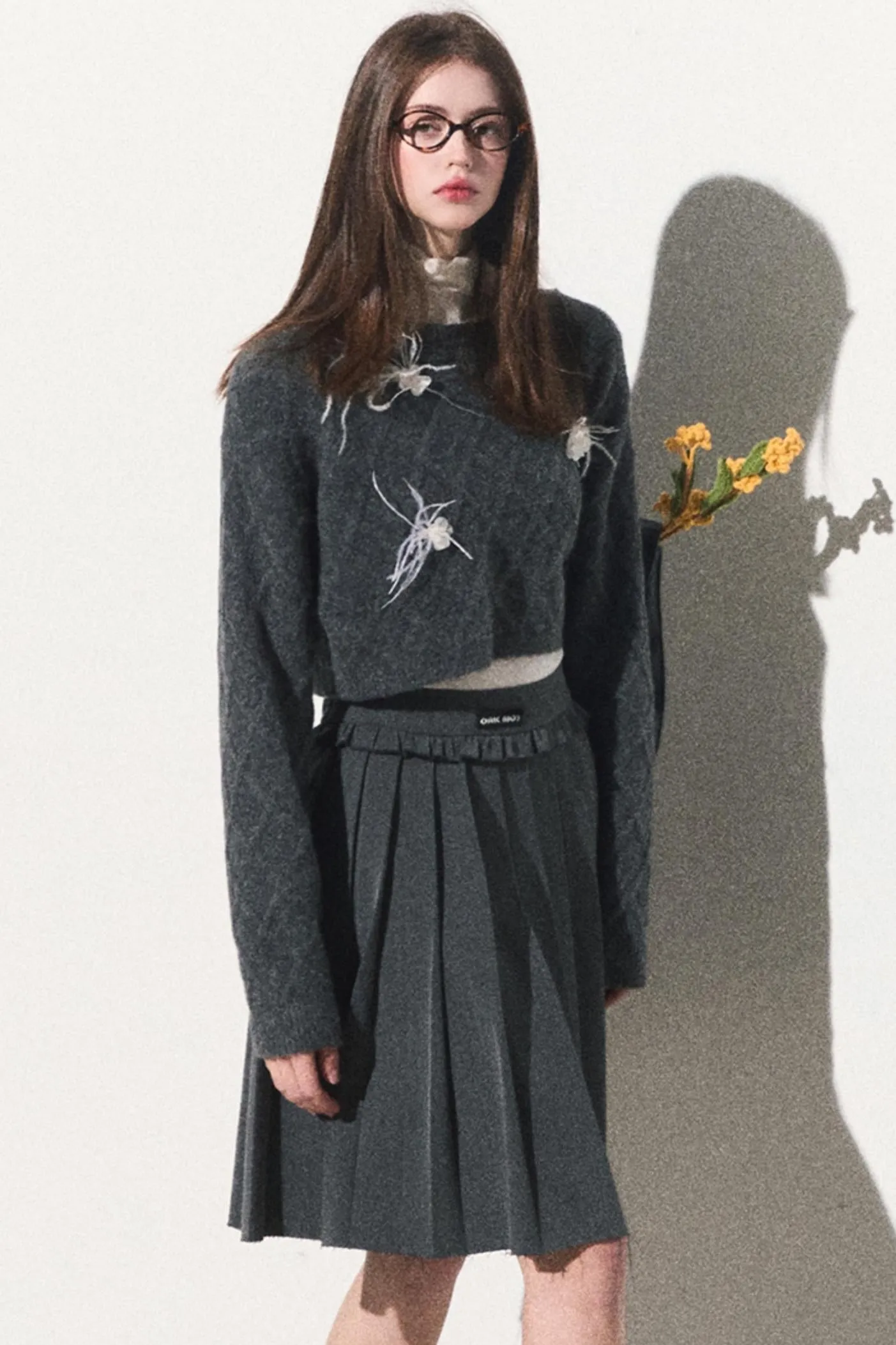 High-Waisted Pleated Umbrella Skirt