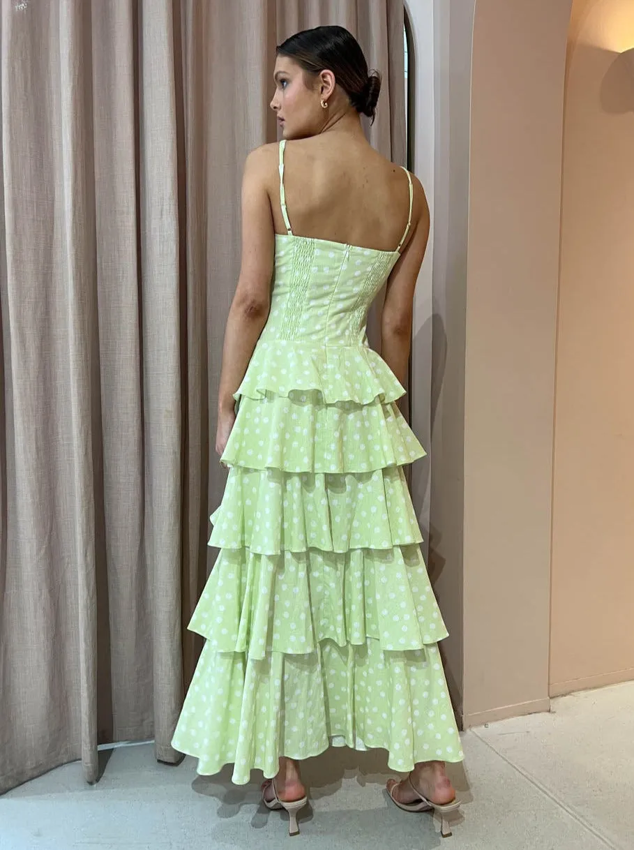 Issy Hope Floats Dress in Key Lime Dot