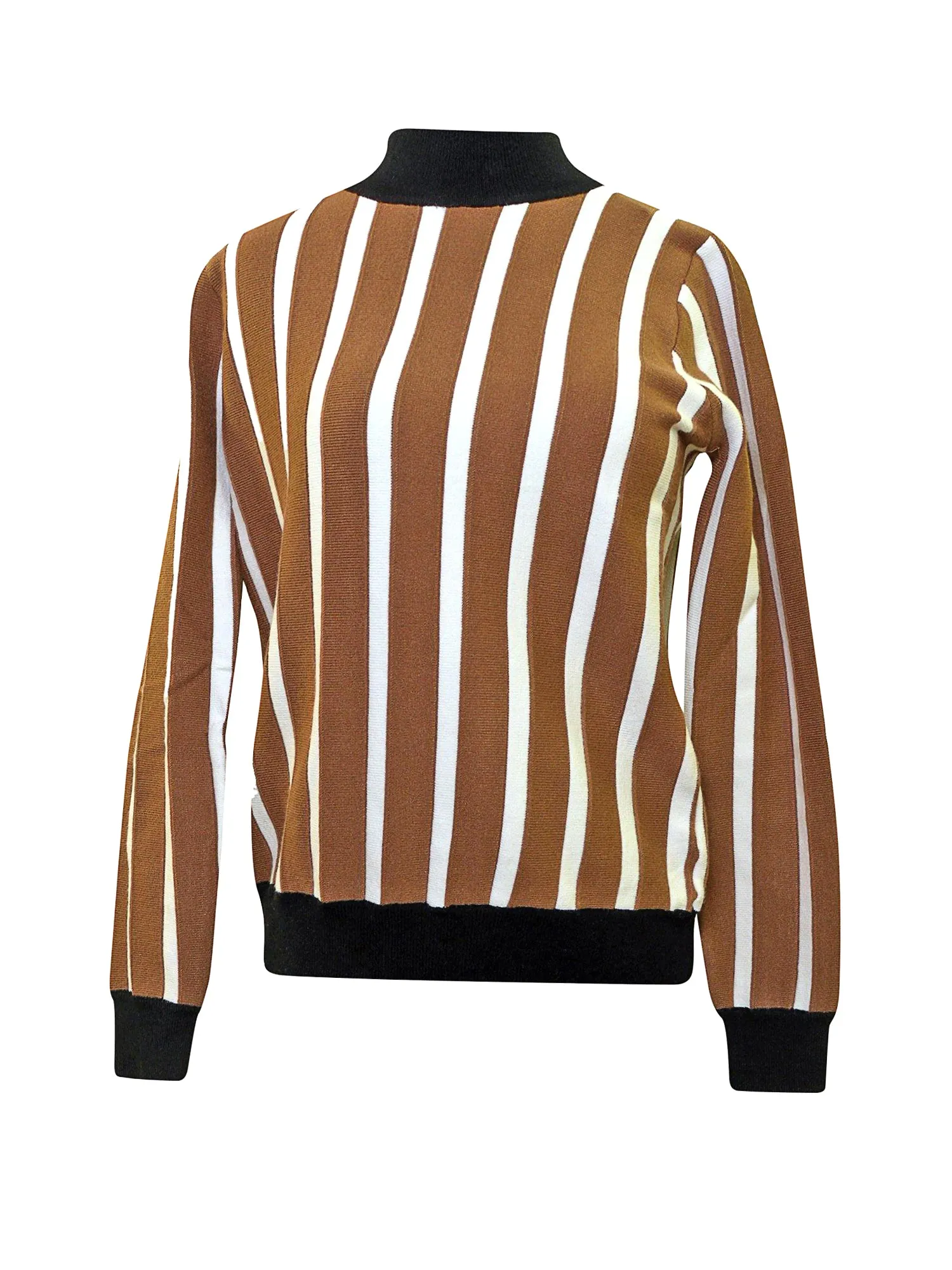 Ivee Vertical Stripe Mock Collar Knit Sweater