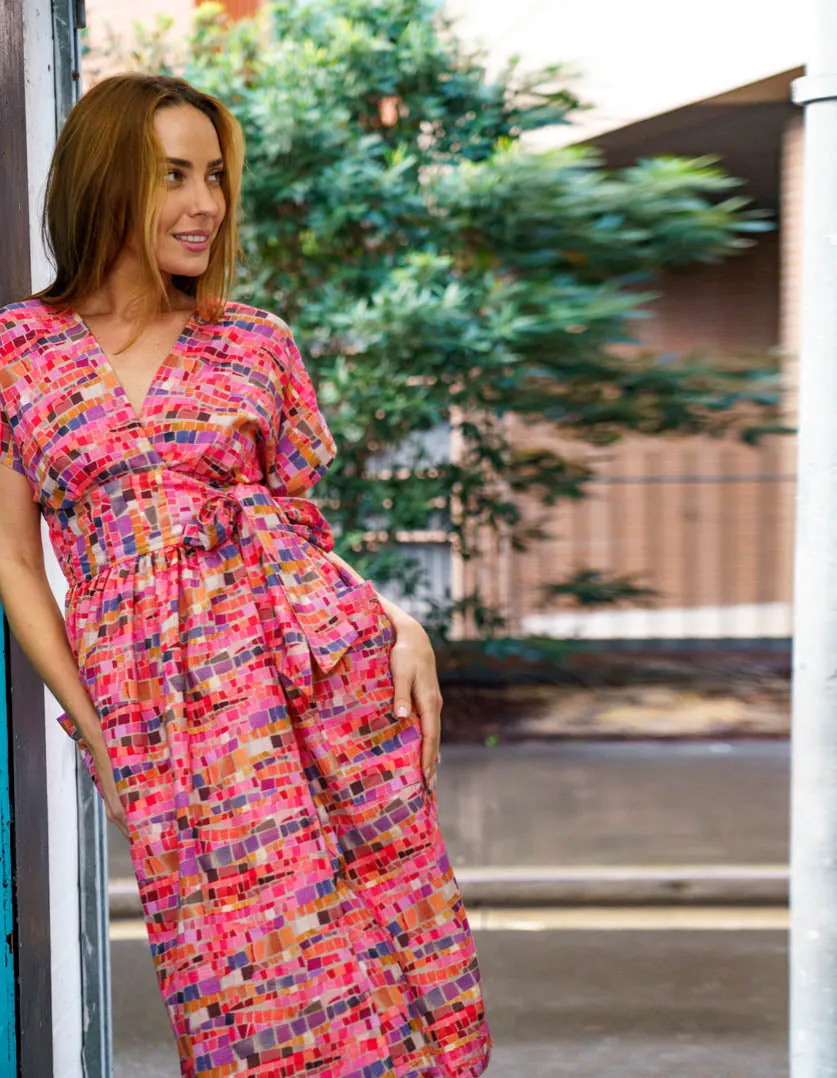 Kinsley Dress Mosaic in Linen
