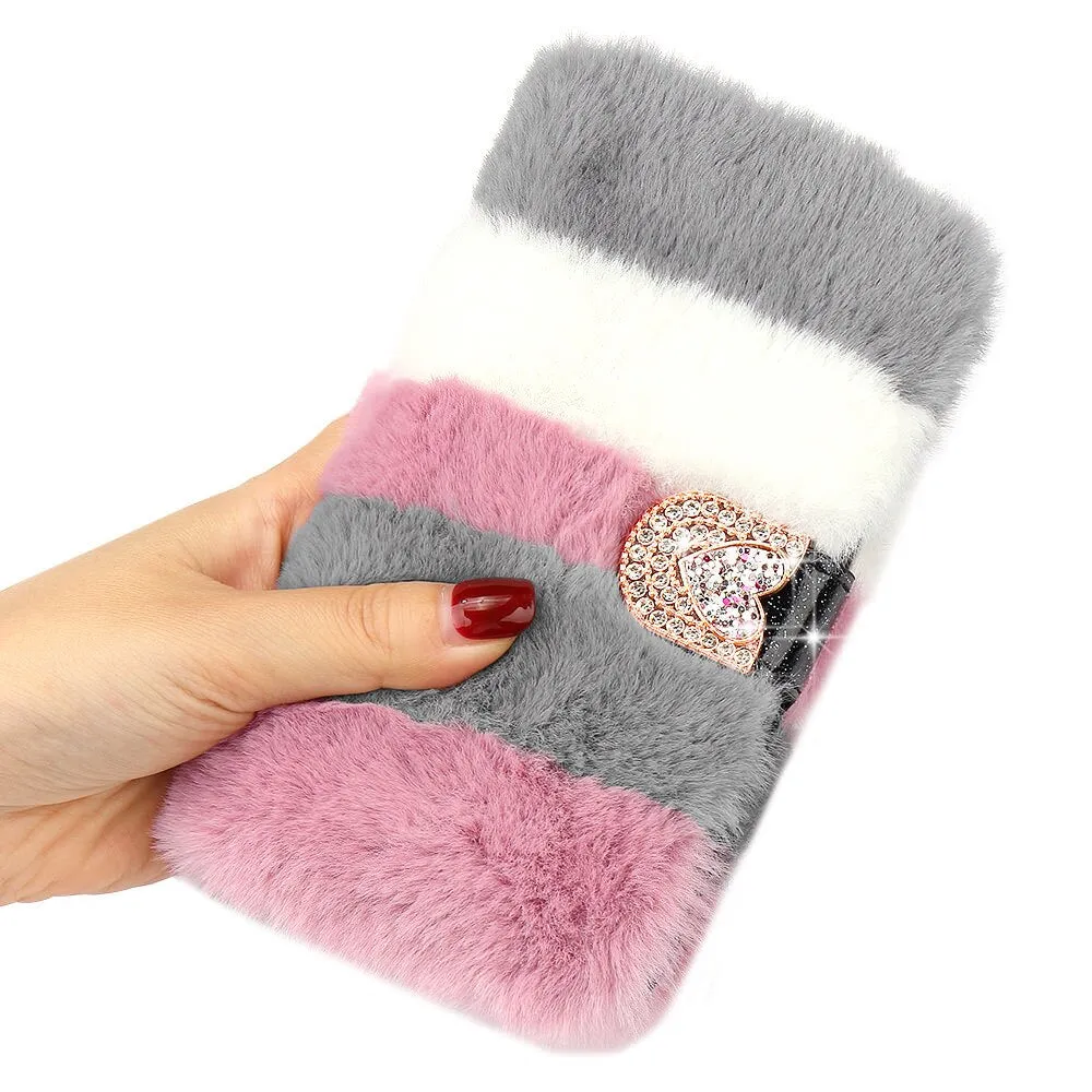 L-FADNUT Luxury Cute Fur Fluffy Wallet Phone Case For iPhone 11 Pro Max Xr X Xs Apple 6 6S Plus 7 8 5 5S SE Soft Leather Cover