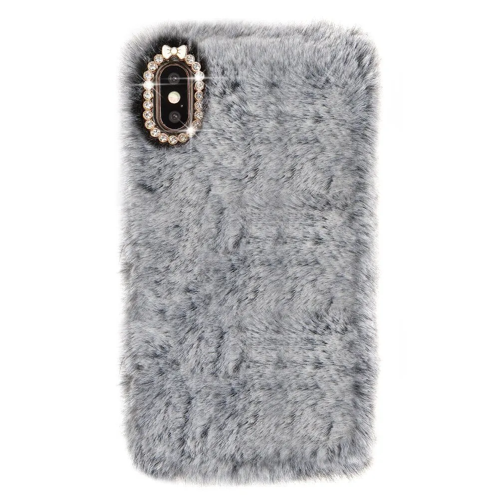L-FADNUT Luxury Cute Fur Fluffy Wallet Phone Case For iPhone 11 Pro Max Xr X Xs Apple 6 6S Plus 7 8 5 5S SE Soft Leather Cover