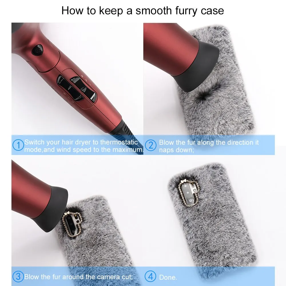 L-FADNUT Luxury Cute Fur Fluffy Wallet Phone Case For iPhone 11 Pro Max Xr X Xs Apple 6 6S Plus 7 8 5 5S SE Soft Leather Cover