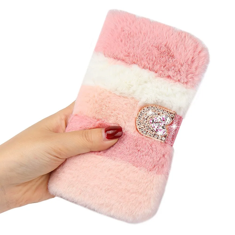 L-FADNUT Luxury Cute Fur Fluffy Wallet Phone Case For iPhone 11 Pro Max Xr X Xs Apple 6 6S Plus 7 8 5 5S SE Soft Leather Cover