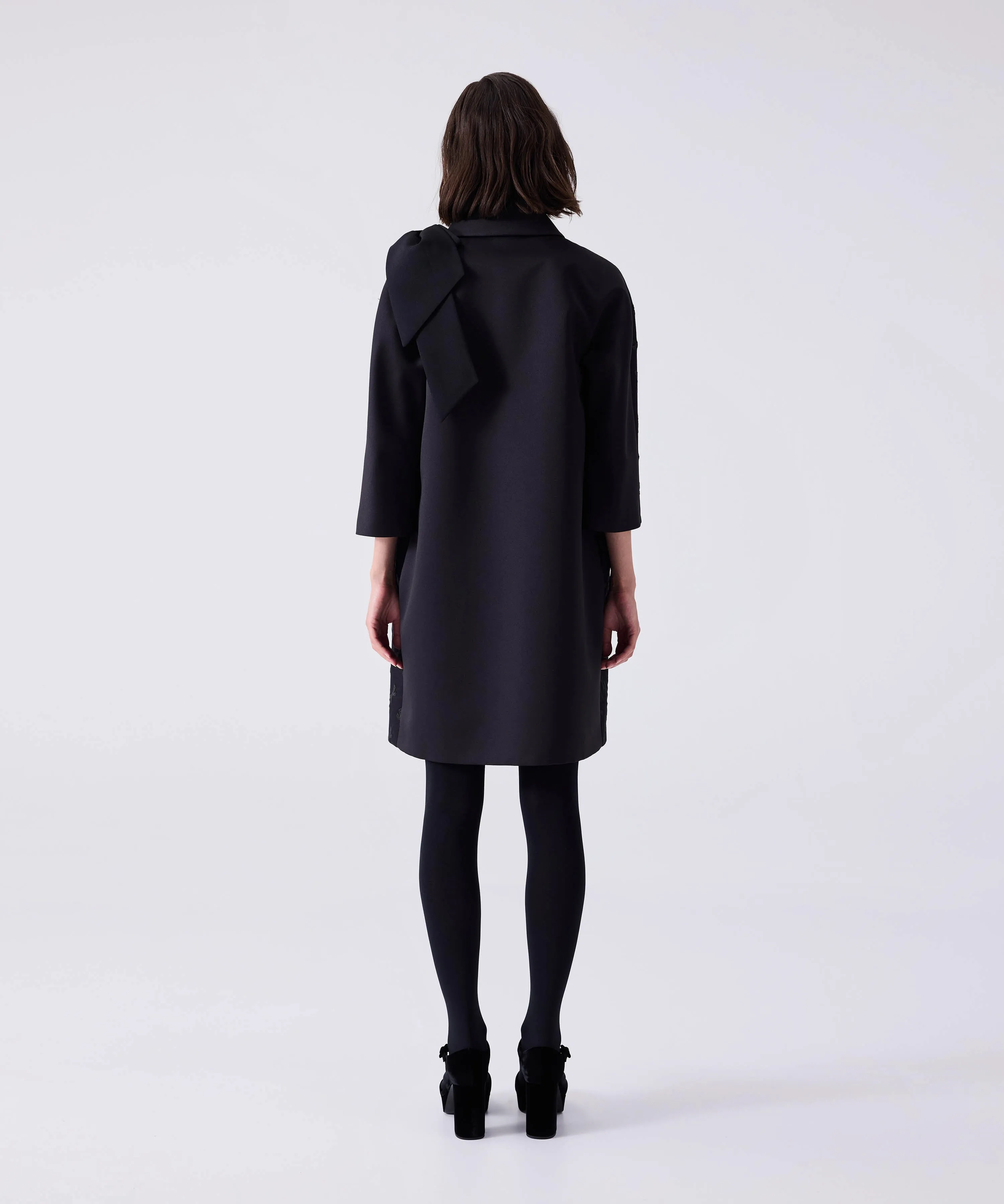 Machka Bow Top Coat Black