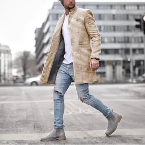 Men'S Fashion Casual Check Coat