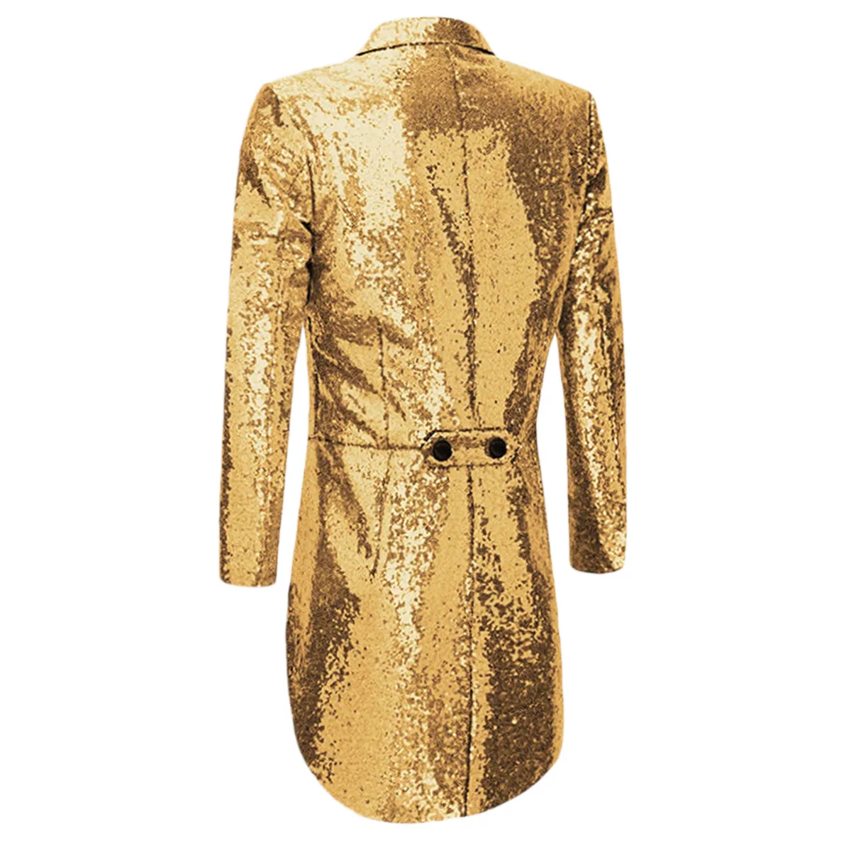 Men's Sequined Show Dress Swallow-Tailed Coat Gold