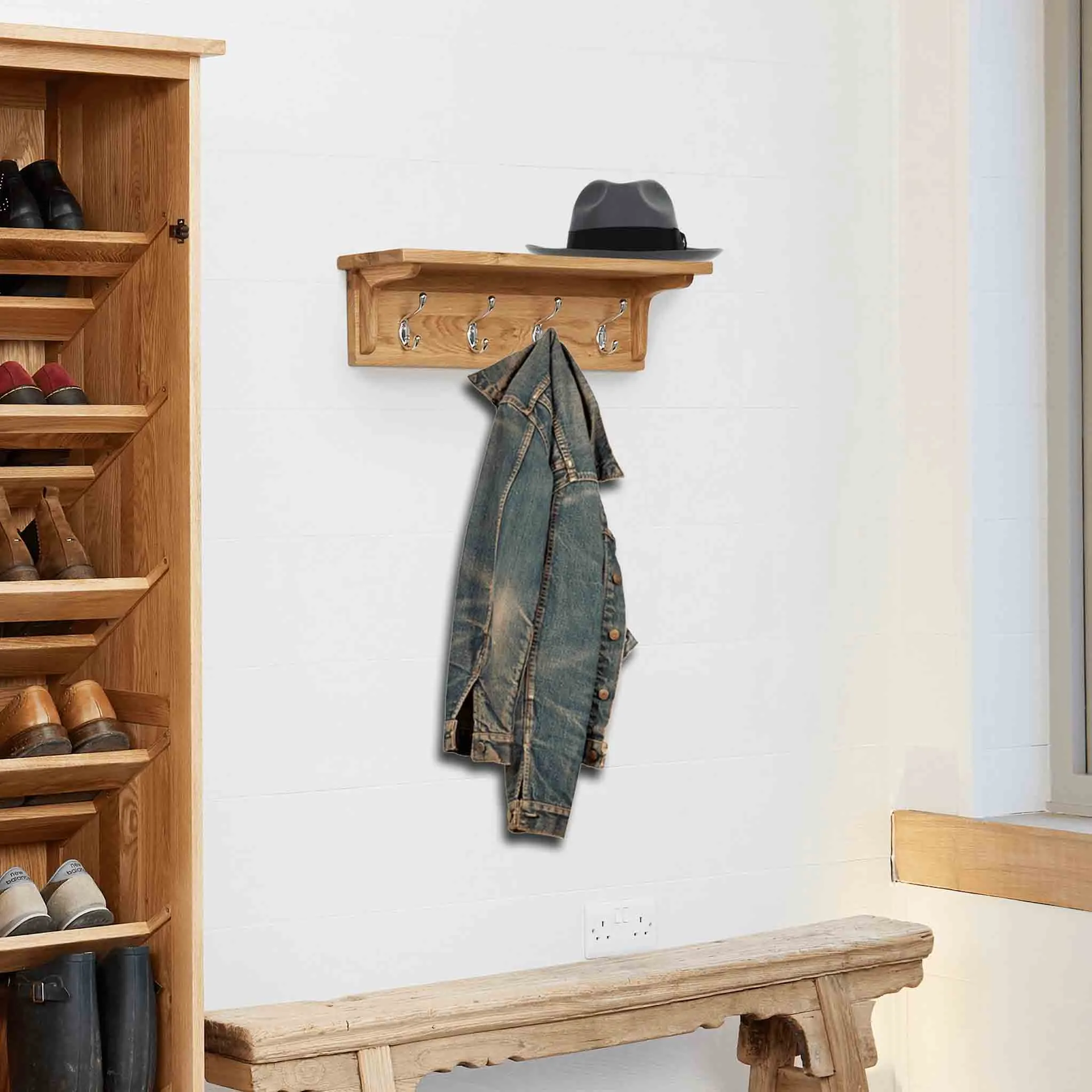 Mobel Oak Wall Mounted Coat Rack
