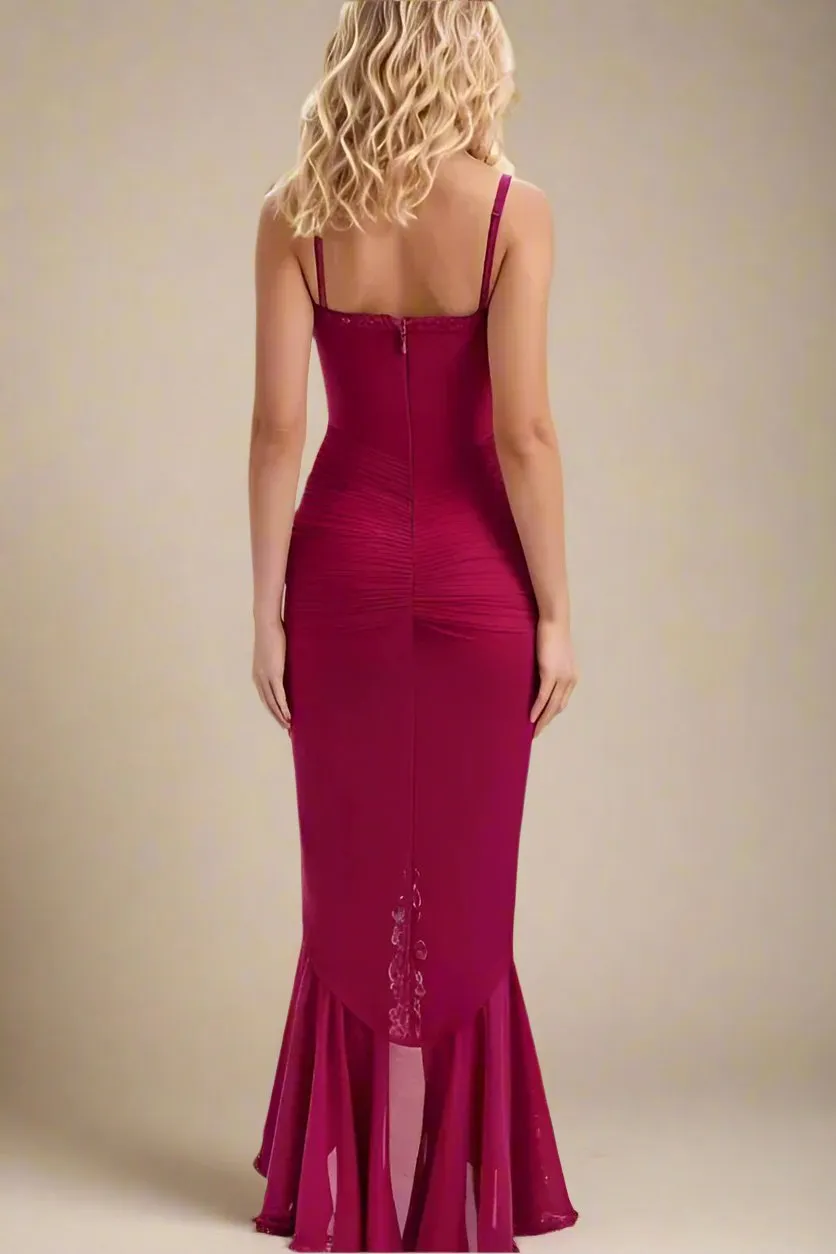 Noah Bodycon Wrap Midi Dress- Red Wine