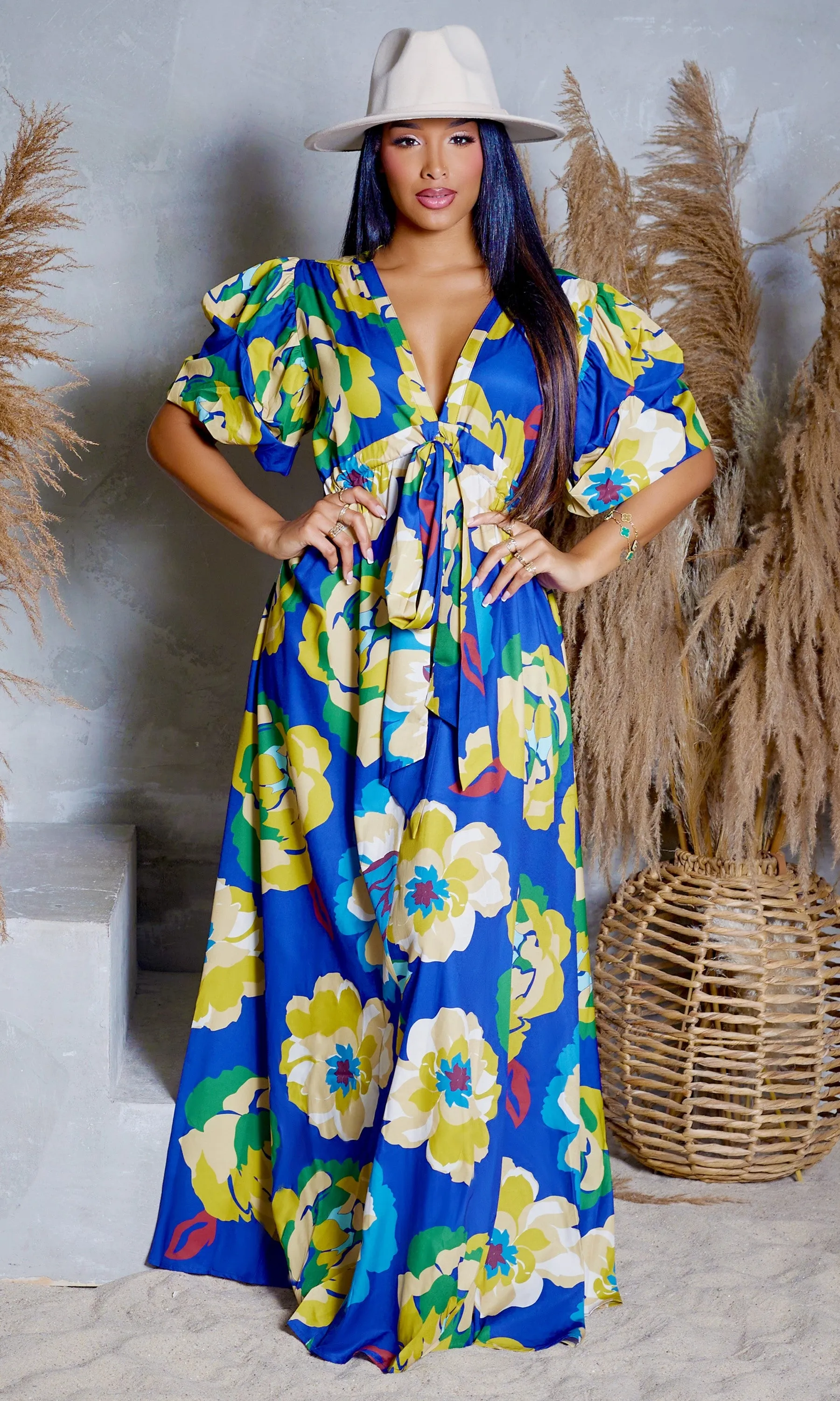 Pockets & Prints Maxi Dress - Royal Blue FINAL SALE