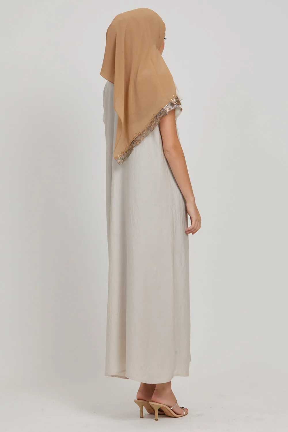 Premium Soft Sheen Crush Inner Slip Dress - Moonbeam