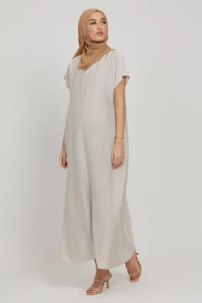 Premium Soft Sheen Crush Inner Slip Dress - Moonbeam