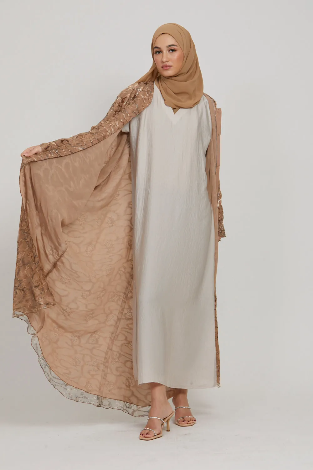 Premium Soft Sheen Crush Inner Slip Dress - Moonbeam
