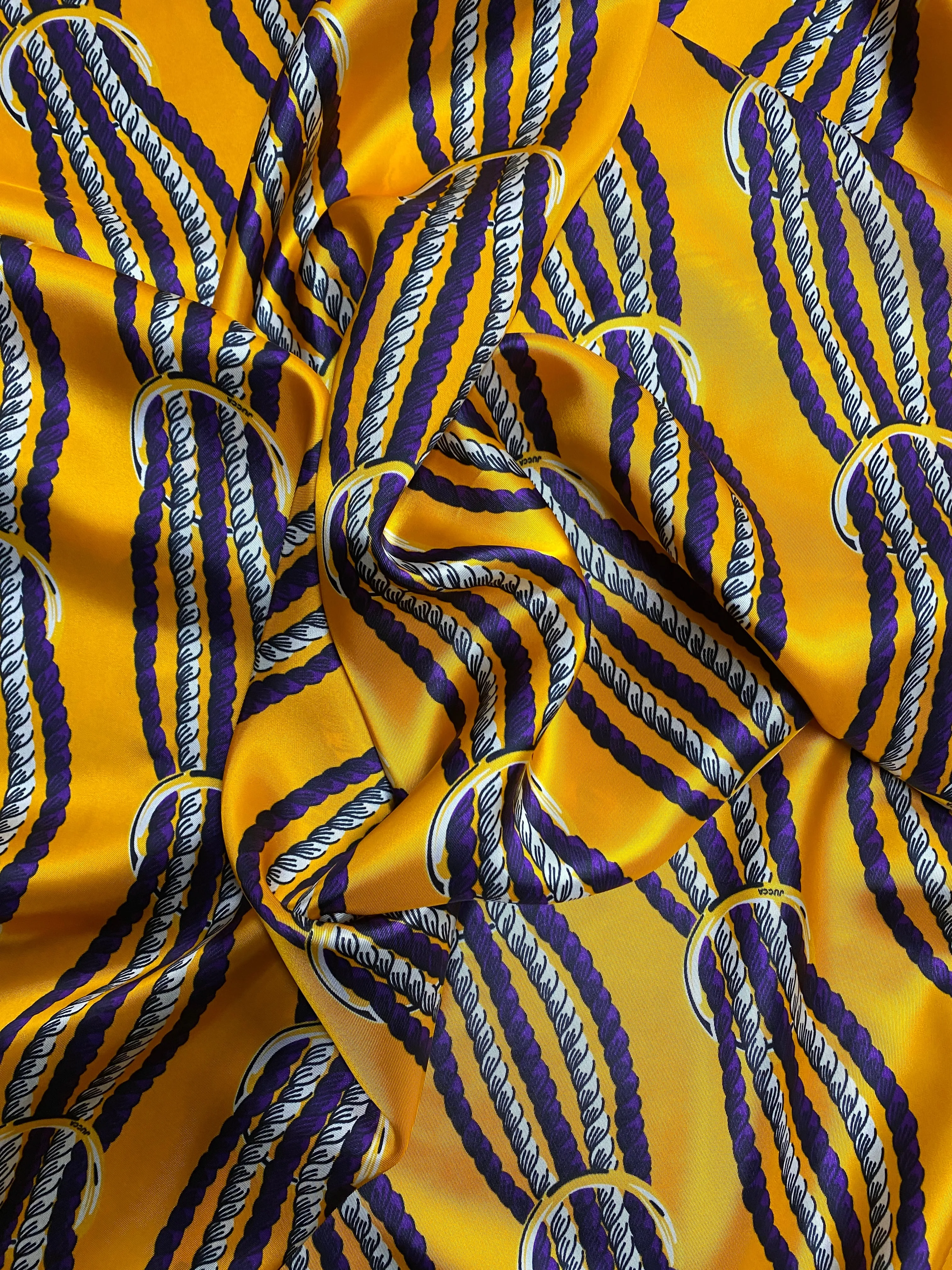 RV-7617W  DESIGNER CORDA GIALLA PRINT VISCOSE TWILL SATIN FINISH. JUCCA. ITALY
