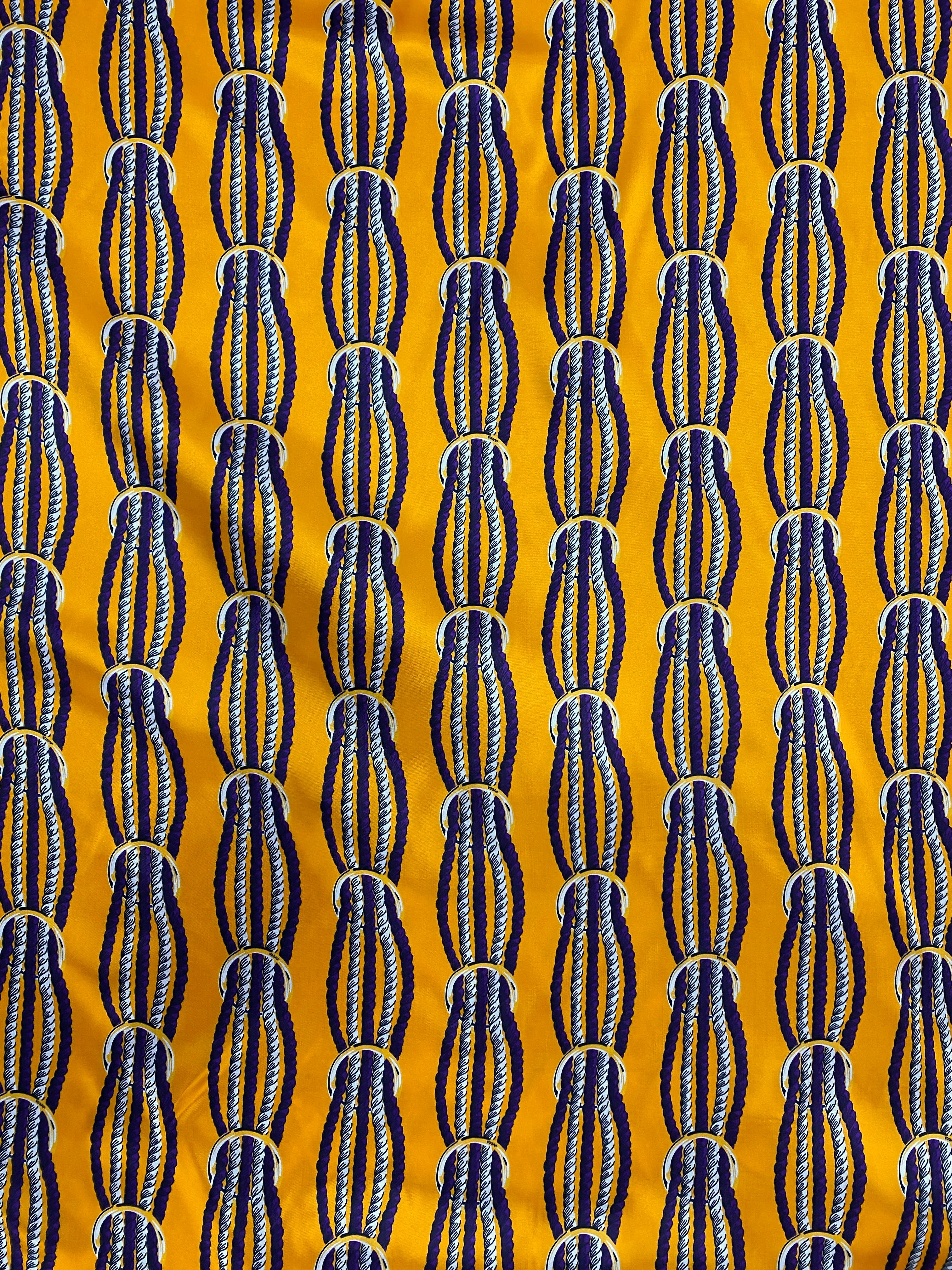 RV-7617W  DESIGNER CORDA GIALLA PRINT VISCOSE TWILL SATIN FINISH. JUCCA. ITALY
