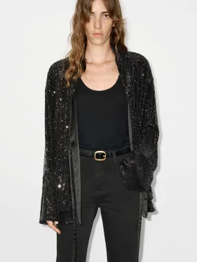 Sequin Textured Loose Coat