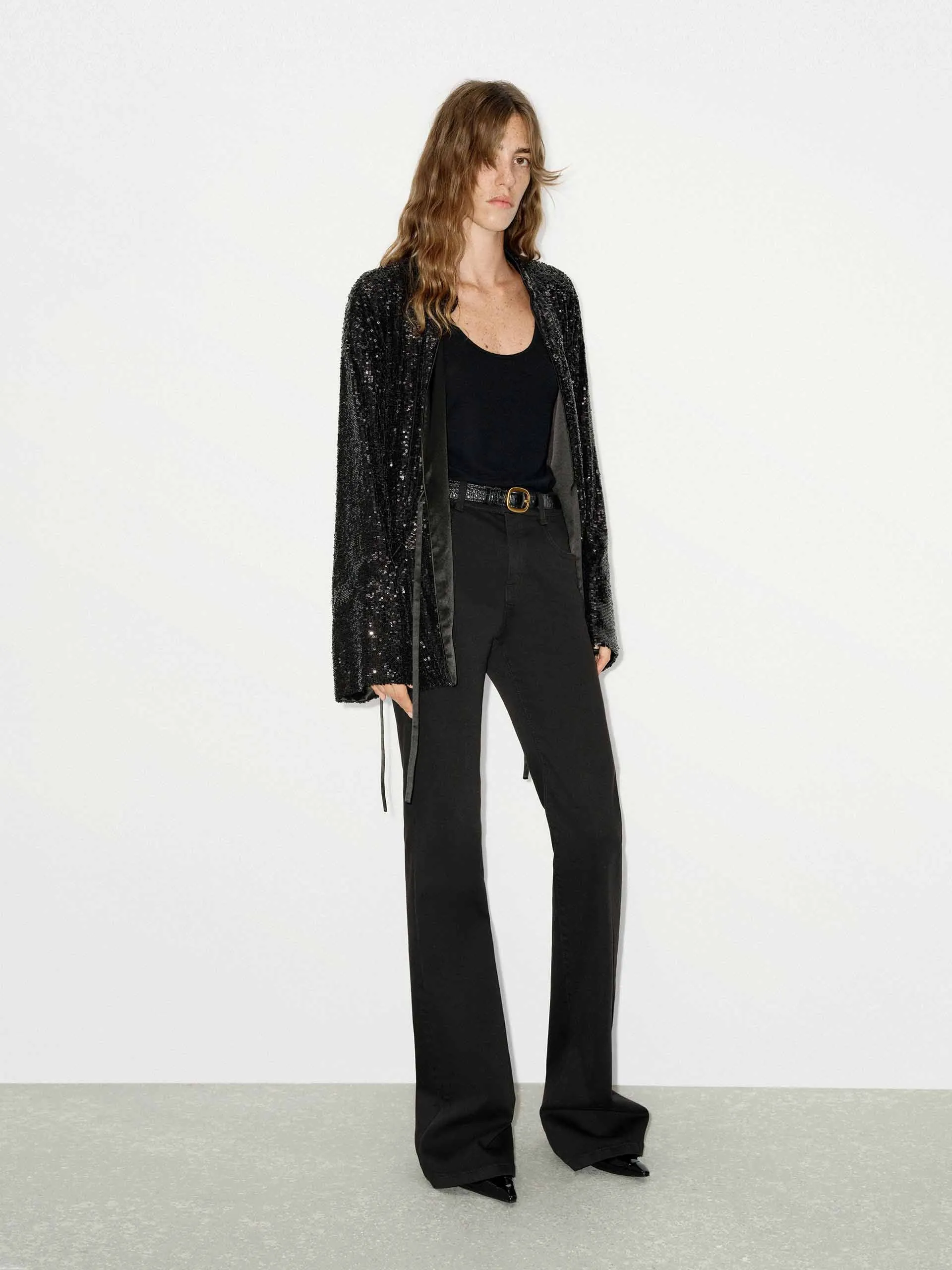 Sequin Textured Loose Coat