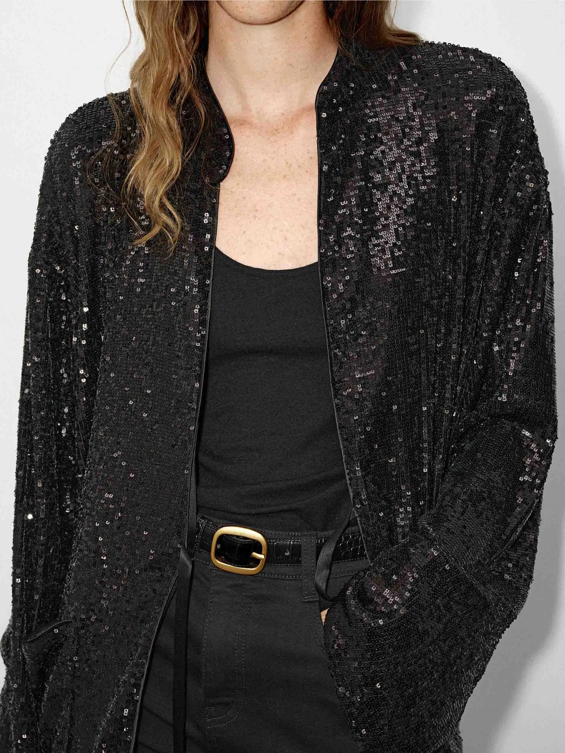 Sequin Textured Loose Coat