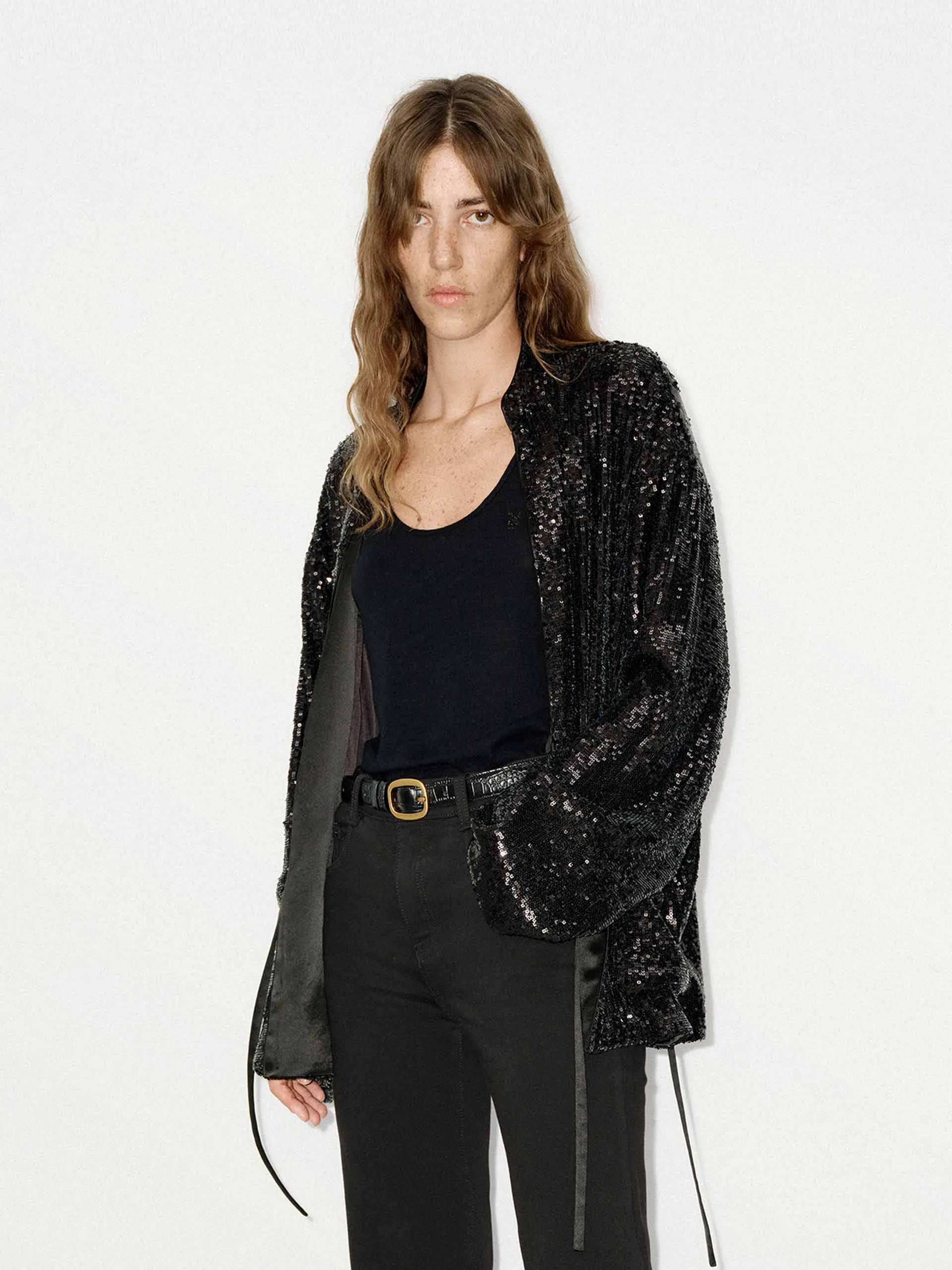 Sequin Textured Loose Coat
