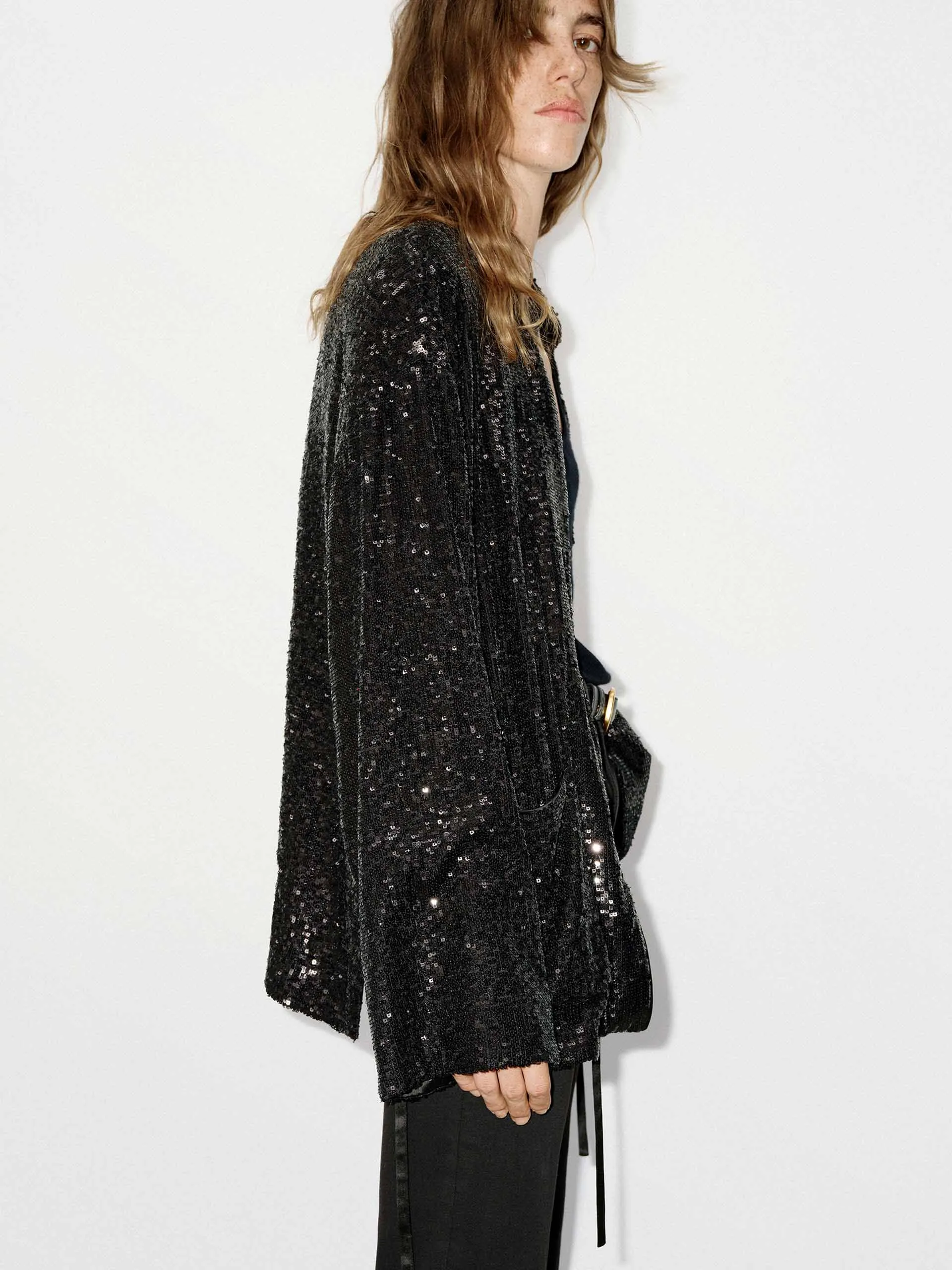 Sequin Textured Loose Coat