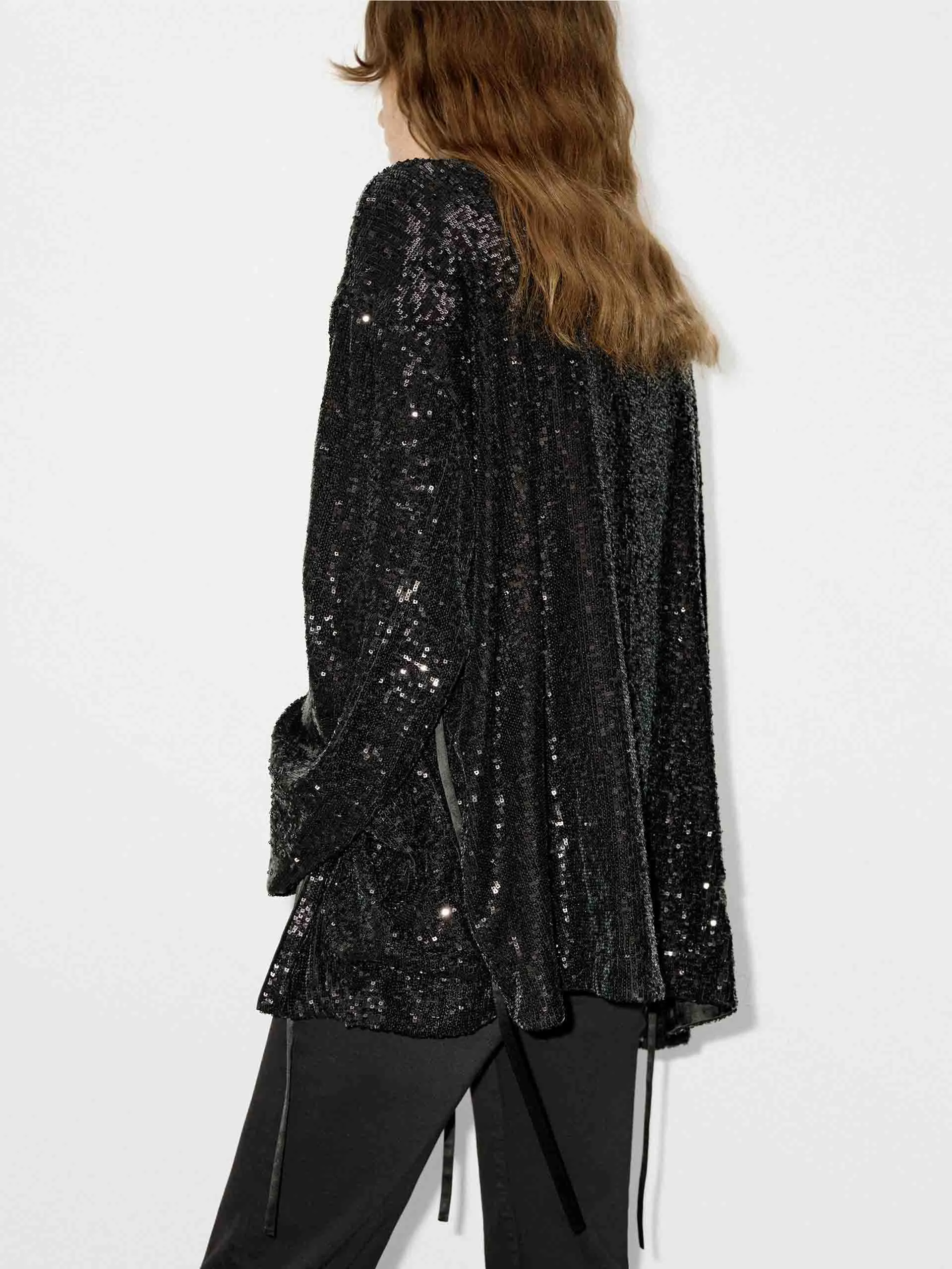 Sequin Textured Loose Coat