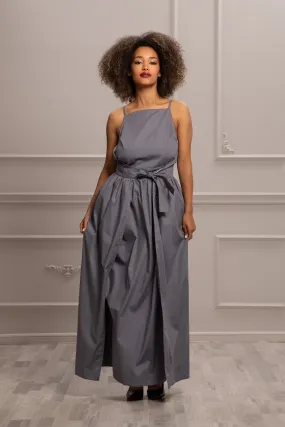SLIT TIE BELT DRESS