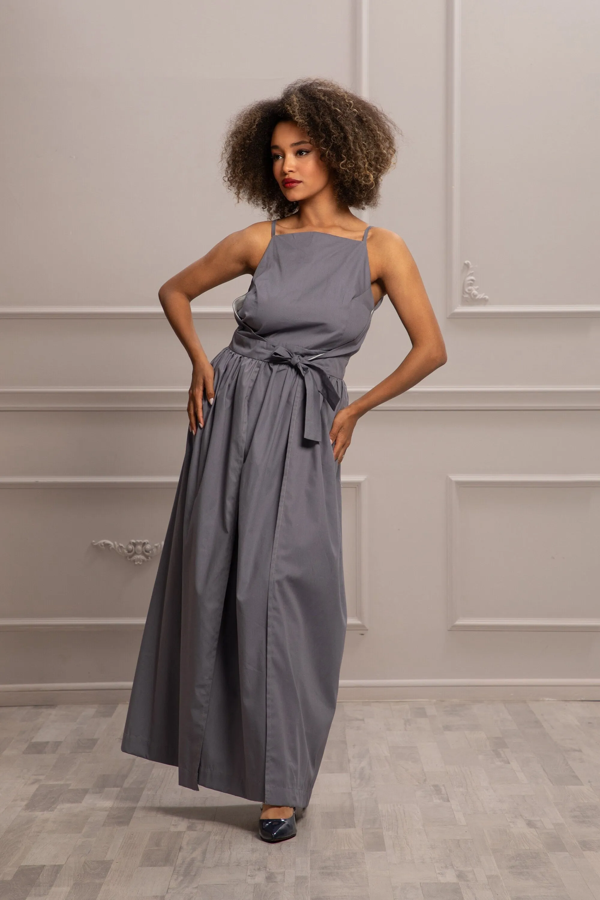 SLIT TIE BELT DRESS