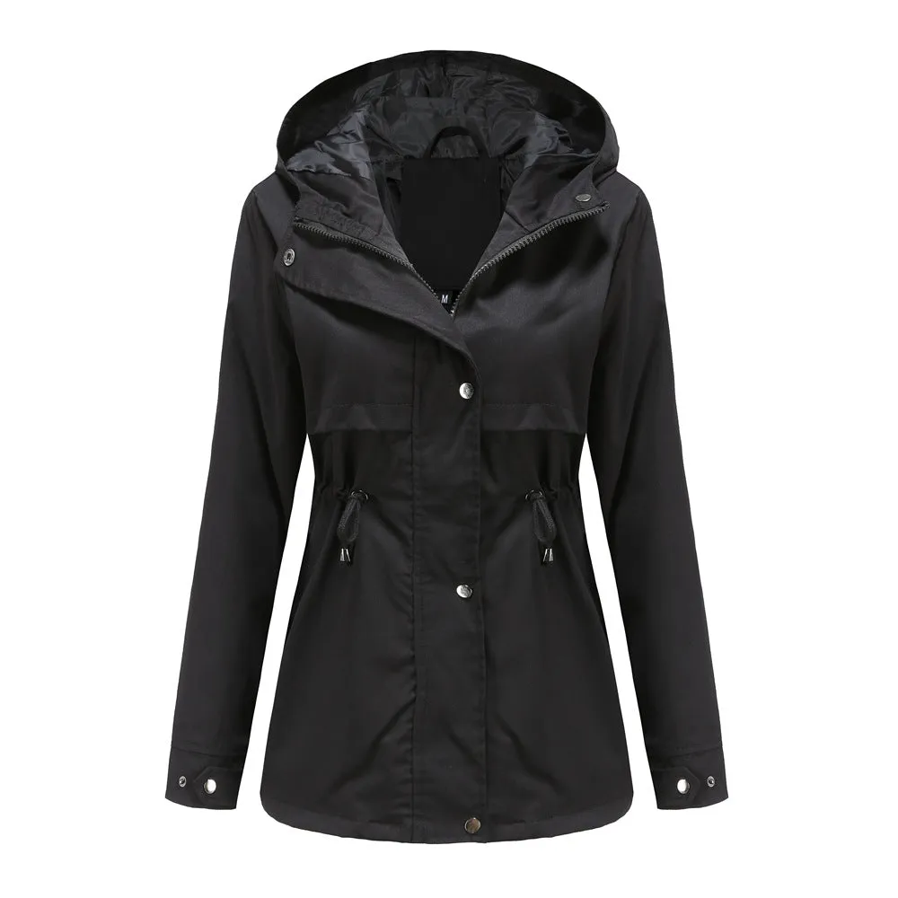 Solid Color Hooded Rain Coat
