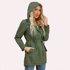 Solid Color Hooded Rain Coat