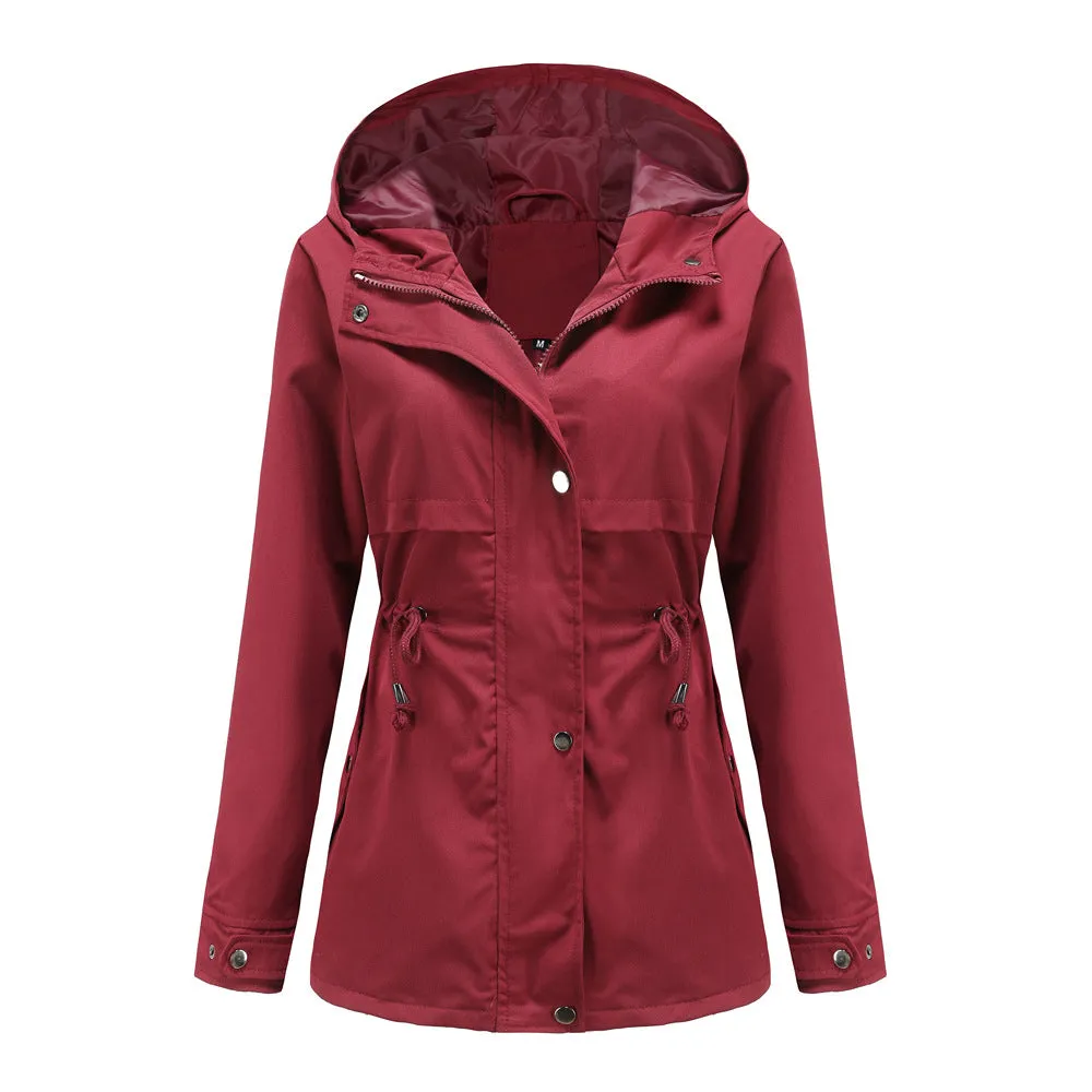 Solid Color Hooded Rain Coat