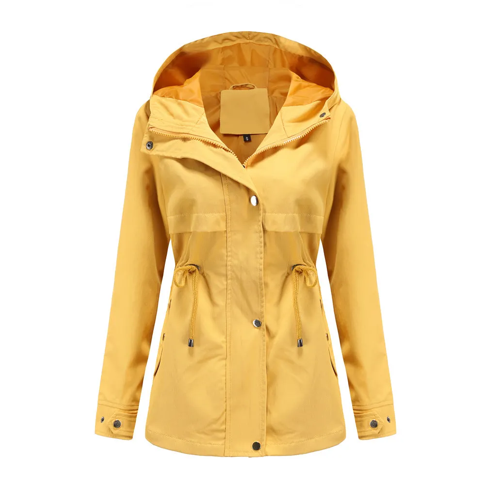 Solid Color Hooded Rain Coat
