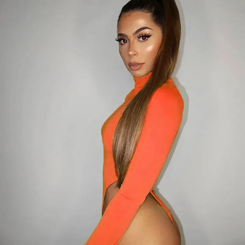 Solid Long Sleeve Turtleneck Bodysuit