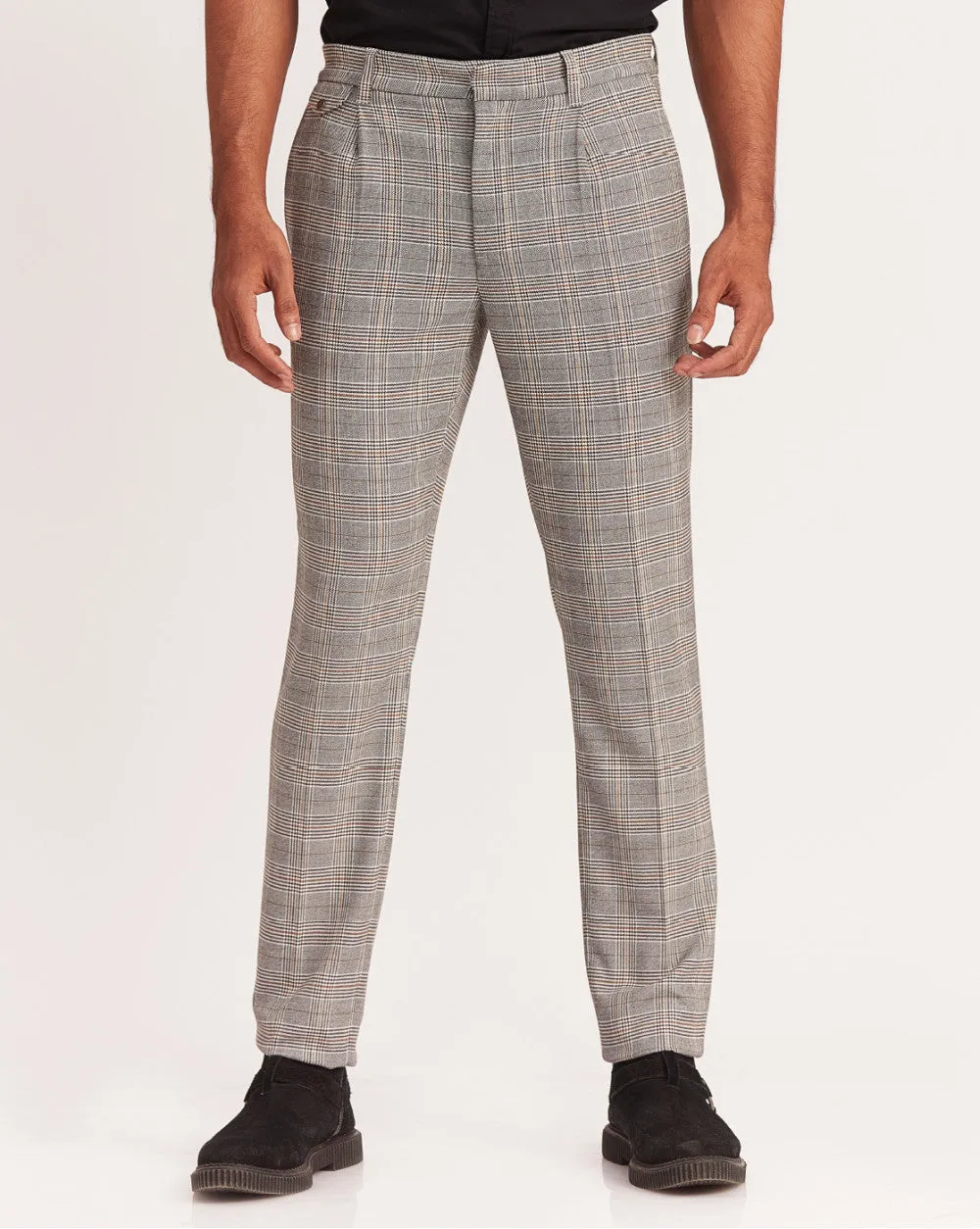 Tapered Fit Pleated Plaid Chinos - Winter Sun Checks