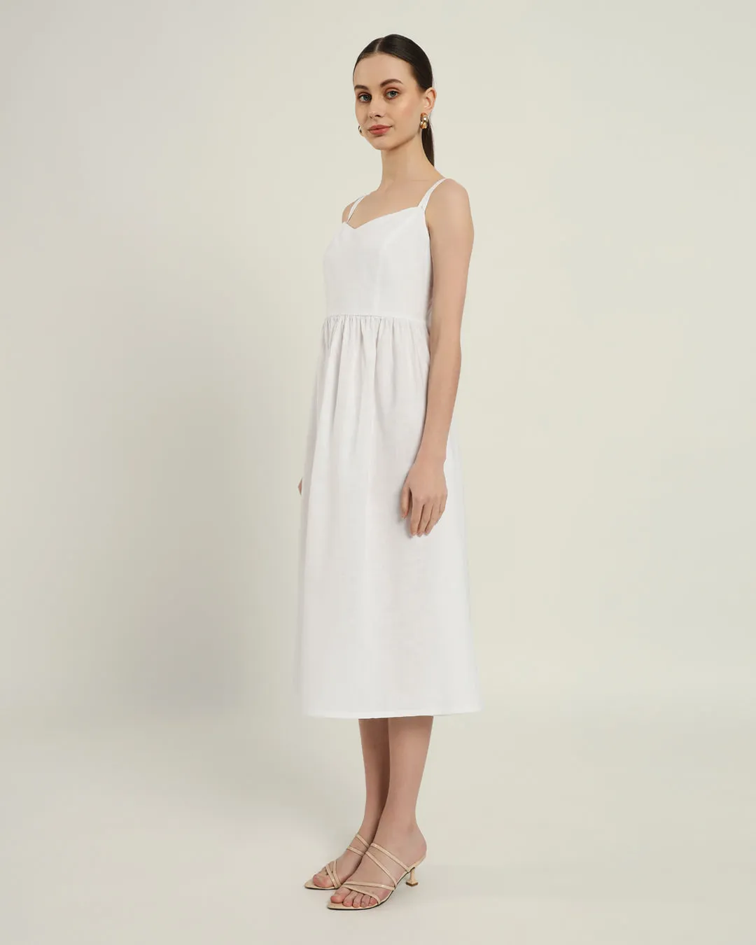 The Haiti Daisy White Linen Dress