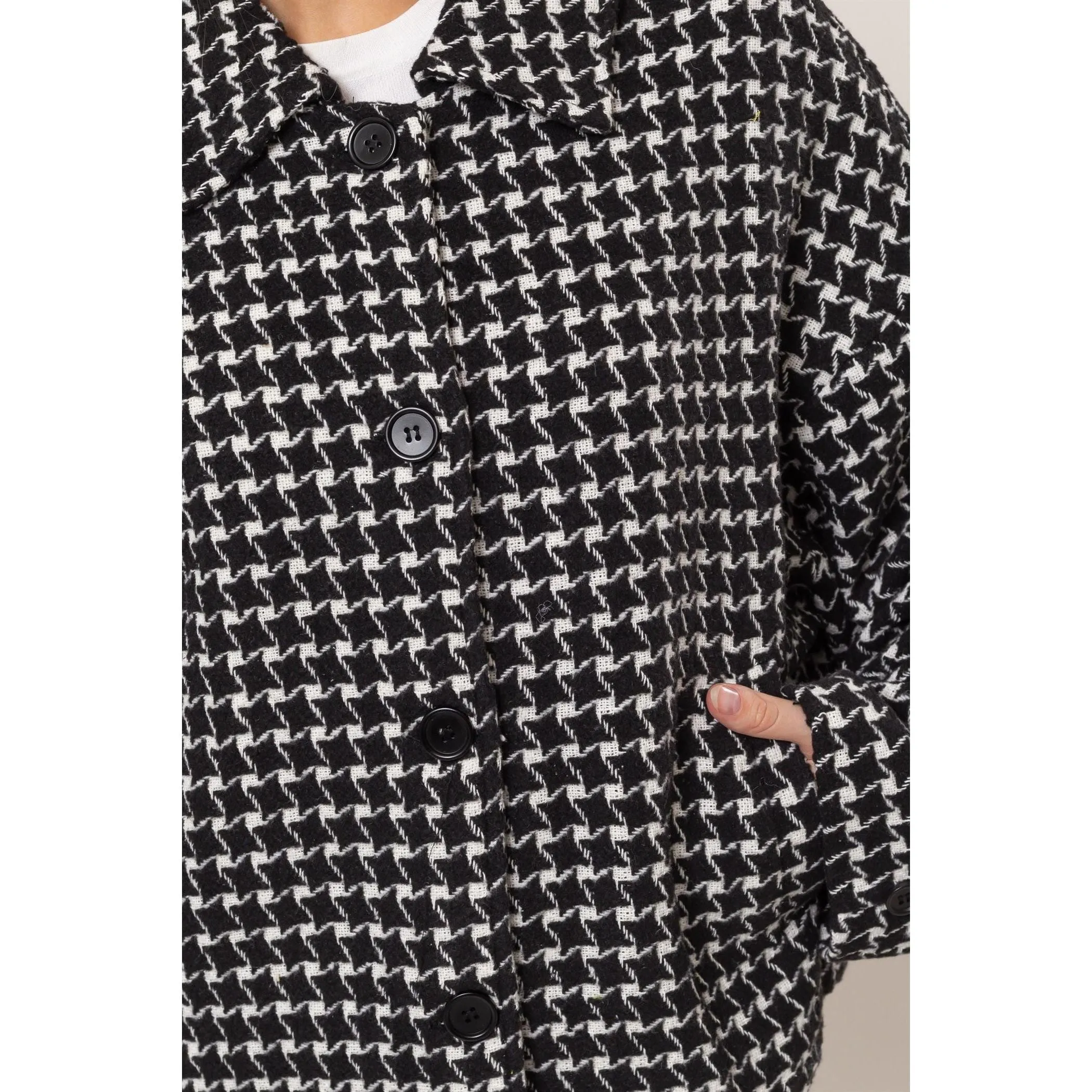 The Jill Black/White Houndstooth Oversized Shacket